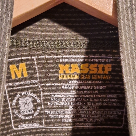 Massif Army Combat Shirt Mens Medium Digital‎ Camo Military Tactical Long Sleeve - Picture 4 of 10